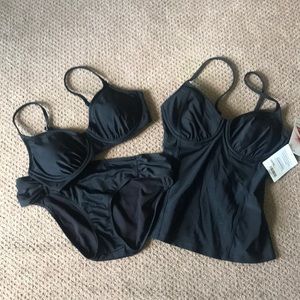 Athleta 3 piece bathing suit, tags on tankini top